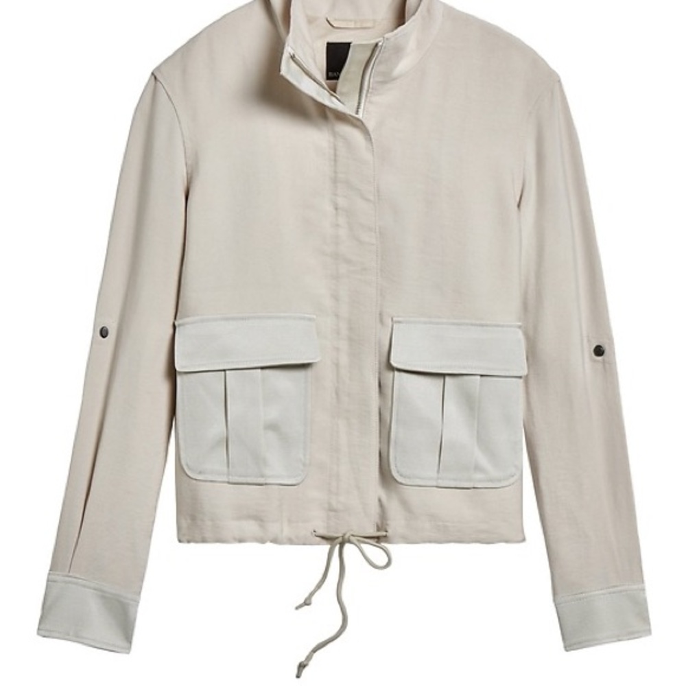 Banana Republic Cream Utility Jacket with Stand-Up Collar